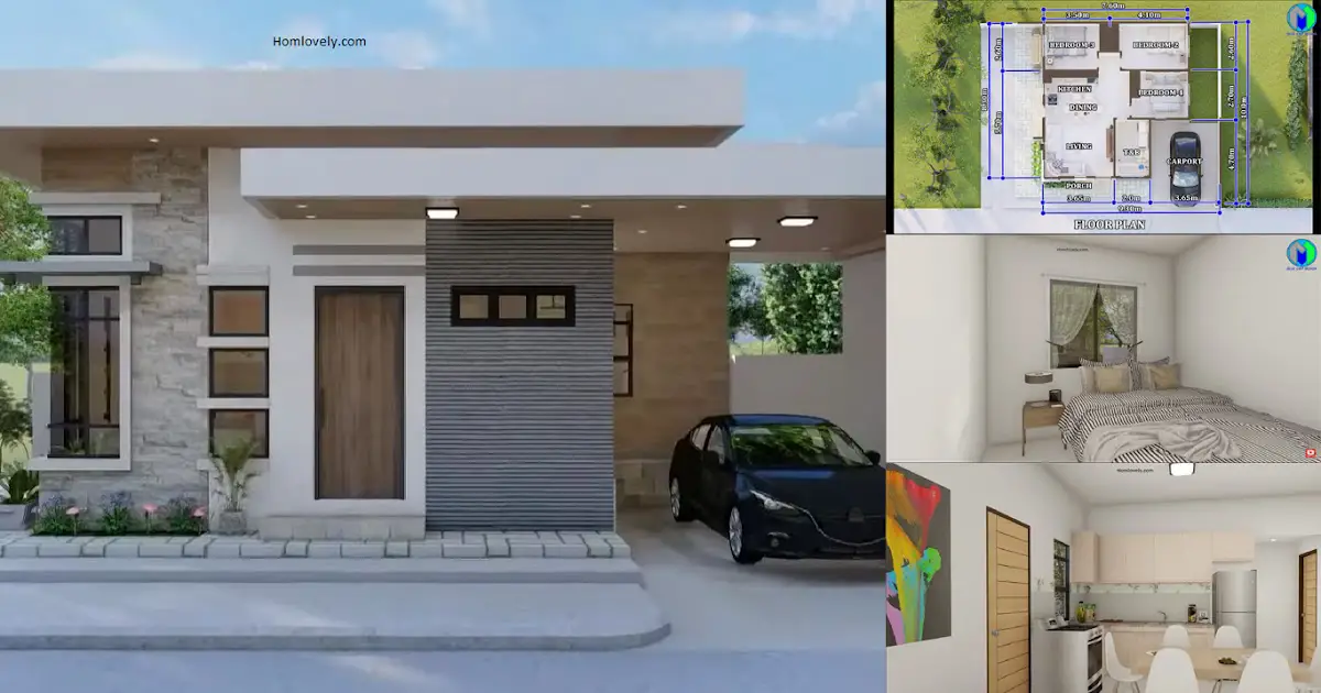 70 sqm House Design with 3-BEDROOMS ~ Homlovely.com