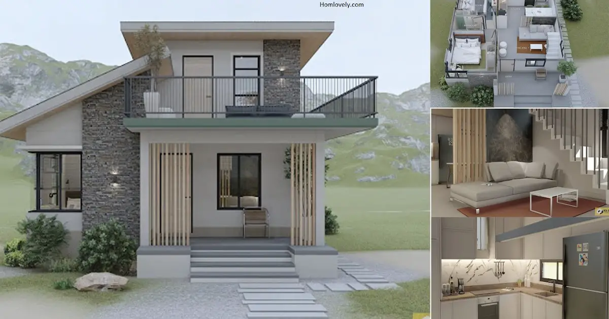 7.5 x 8 House Design with Functional Deck and 3 BEDROOMS ~ Homlovely.com
