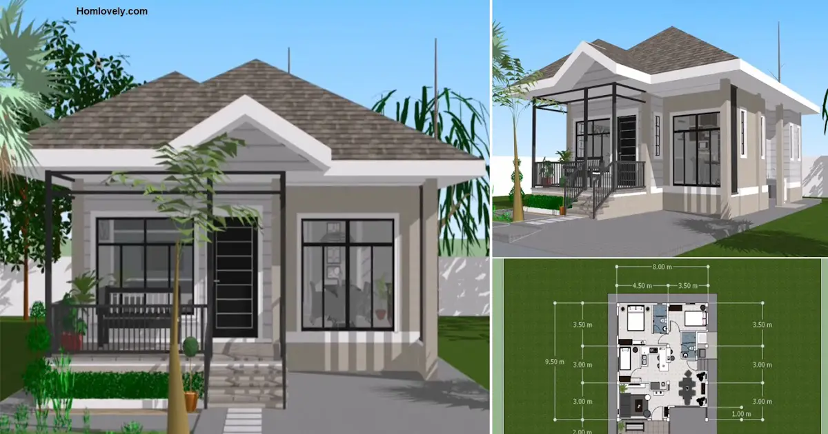 76 Sqm Contemporery Bungalow House Design Ideas with 3 Bedroom and 2 Bath ~ Homlovely.com
