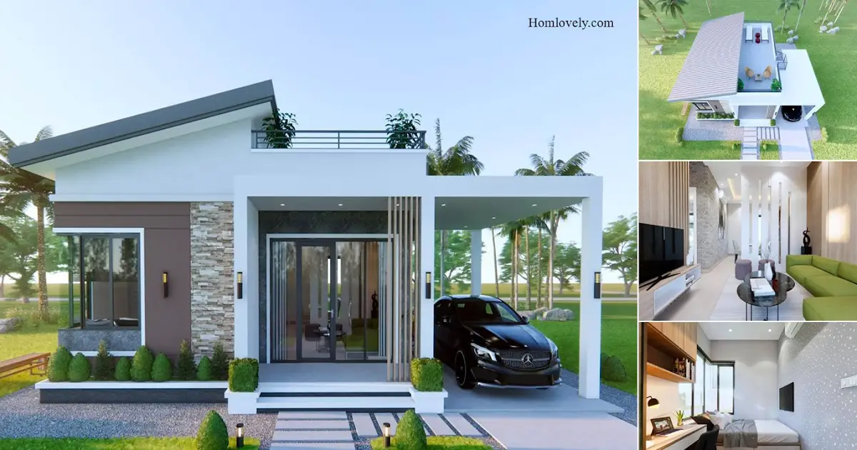 7.6 x 7.8 M Pretty Small House Design With Entertainment Deck ~ Homlovely.com