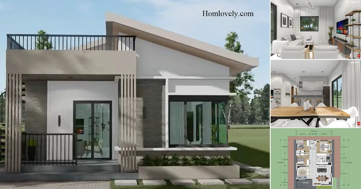 8 x 12 M Comfort Small House Design With 3 Bedroom + Roof Deck ~ Homlovely.com