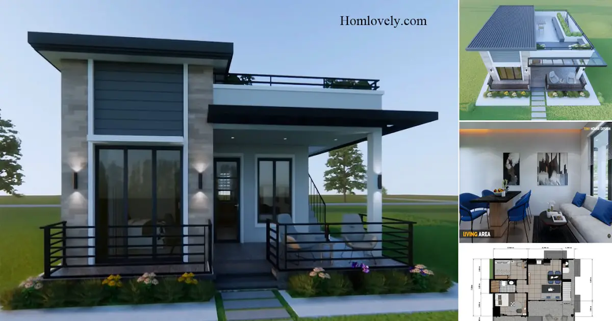 8.2 x 7.5 Small House Design With 2 Bedroom + Entertainment Deck ~ Homlovely.com