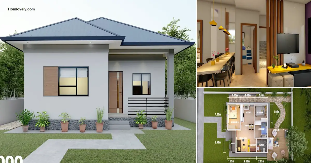 8.3 x 7.5 M Simple House Design with 3 Cozy Bedroom ~ Homlovely.com