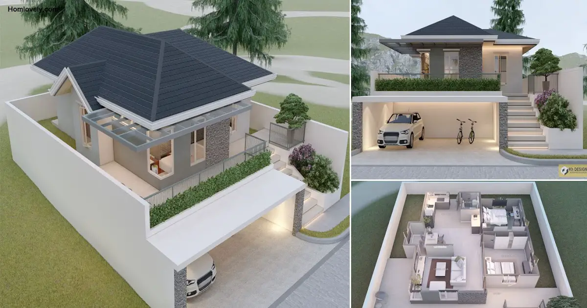 84 Sqm Bungalow House Design with Smart Carport ~ Homlovely.com