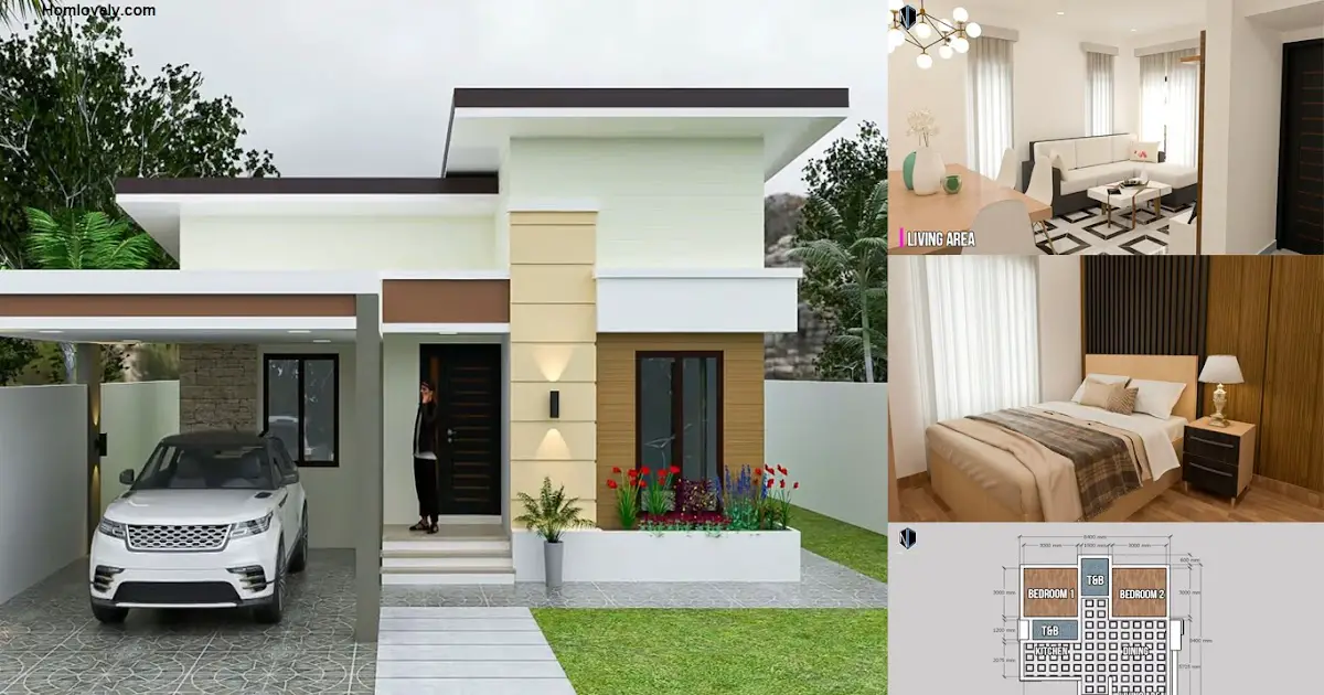 8.4 x 7 m Small and Simple House Design with 2 Bedrooms ~ Homlovely.com