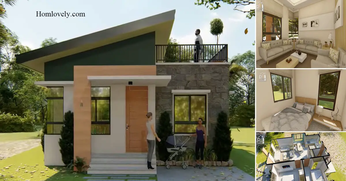 8.5 x 10 M Modern Small House Design With 2 Bedrooms + Roof Deck ~ Homlovely.com