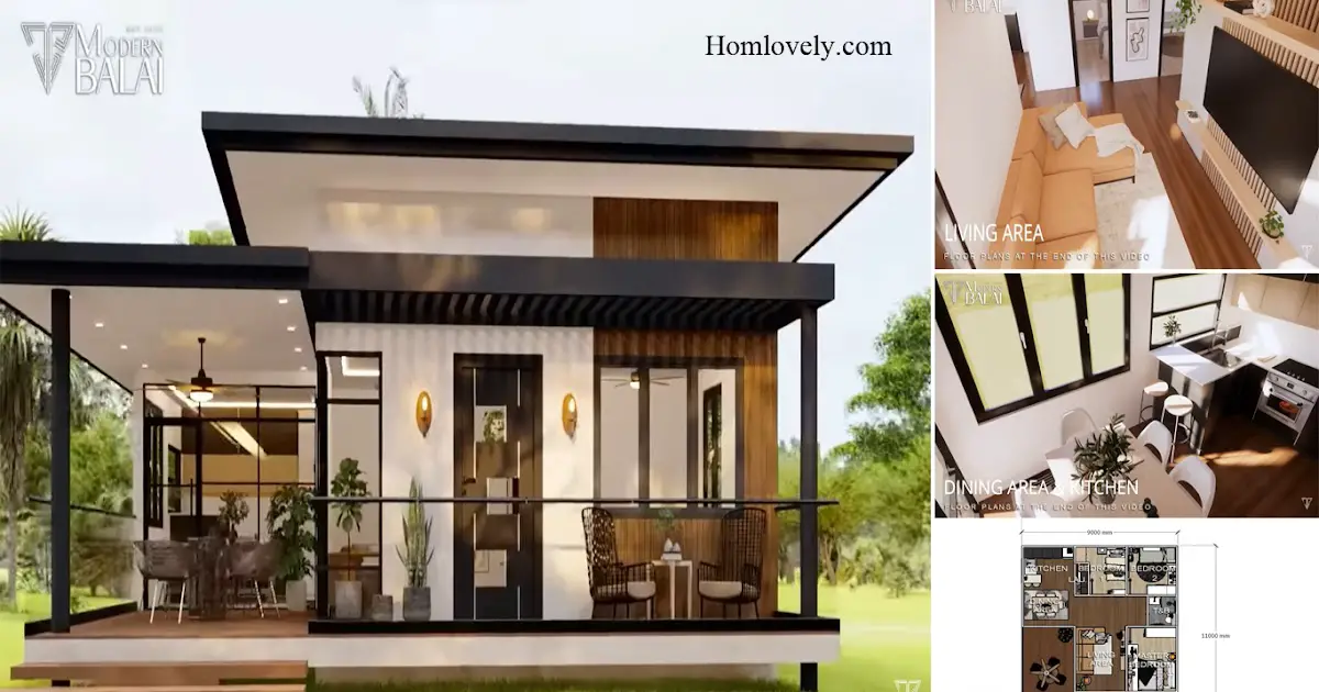 9 x 11 M Simple Small Farmhouse Ideas With 3 BEDROOM ~ Homlovely.com