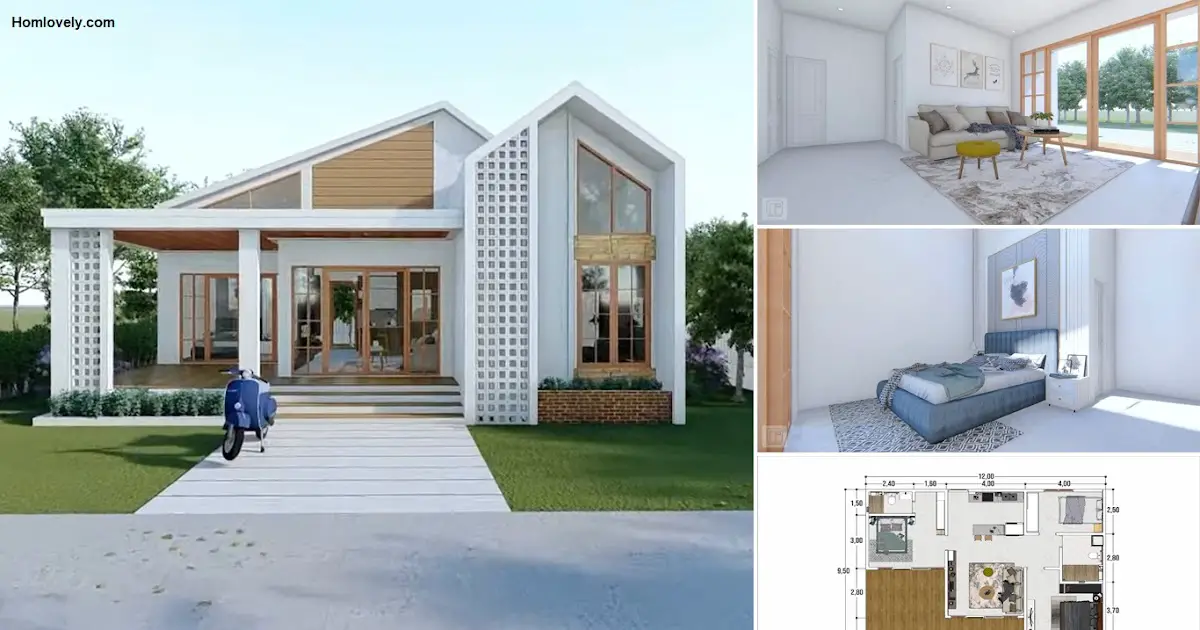9 x 12 m One Storey Dreamy House Design with 3 Bedrooms ~ Homlovely.com