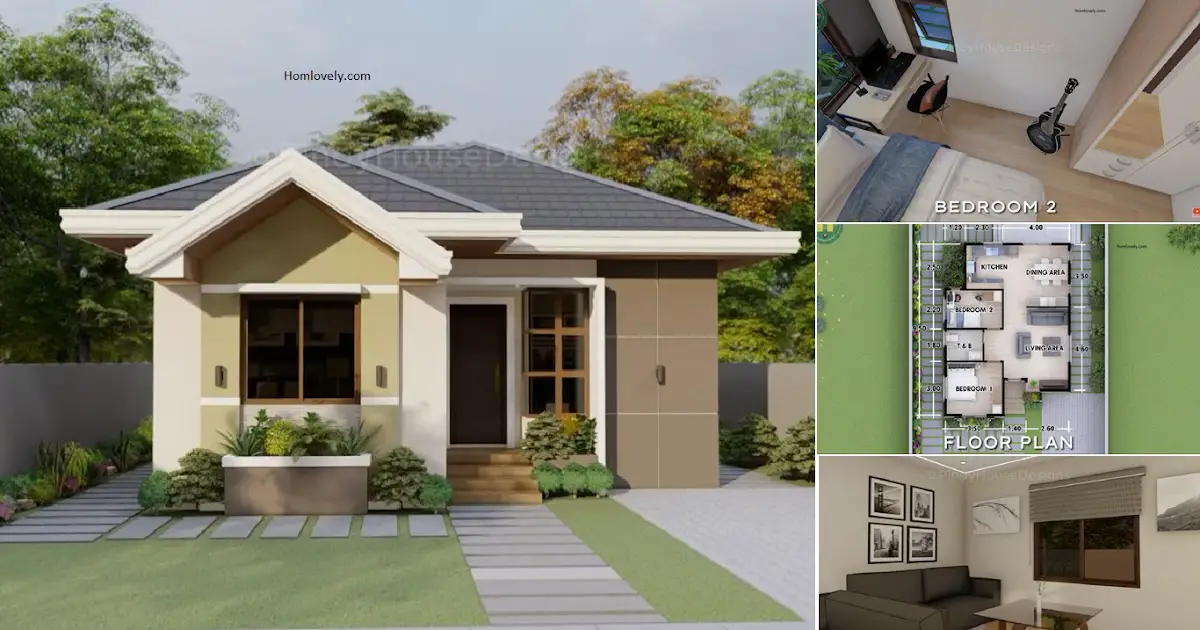 9.5 x 7.5 M Pinoy House Design with 2 BEDROOMS ~ Homlovely.com