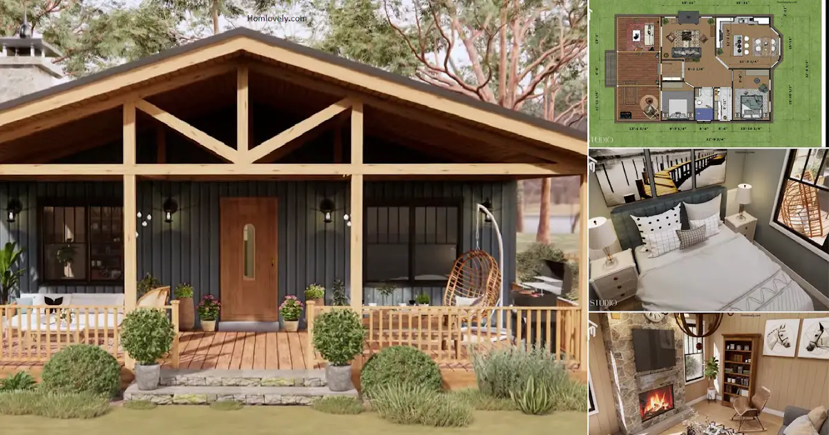 A Perfect Cozy House Design with 2 BEDROOMS ( Floor Plan) ~ Homlovely.com