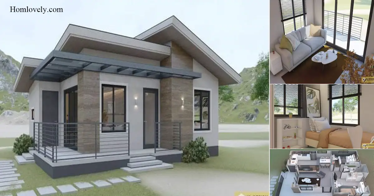 A Perfect Small House Design With 2 Bedrooms + House Plan ~ Homlovely.com