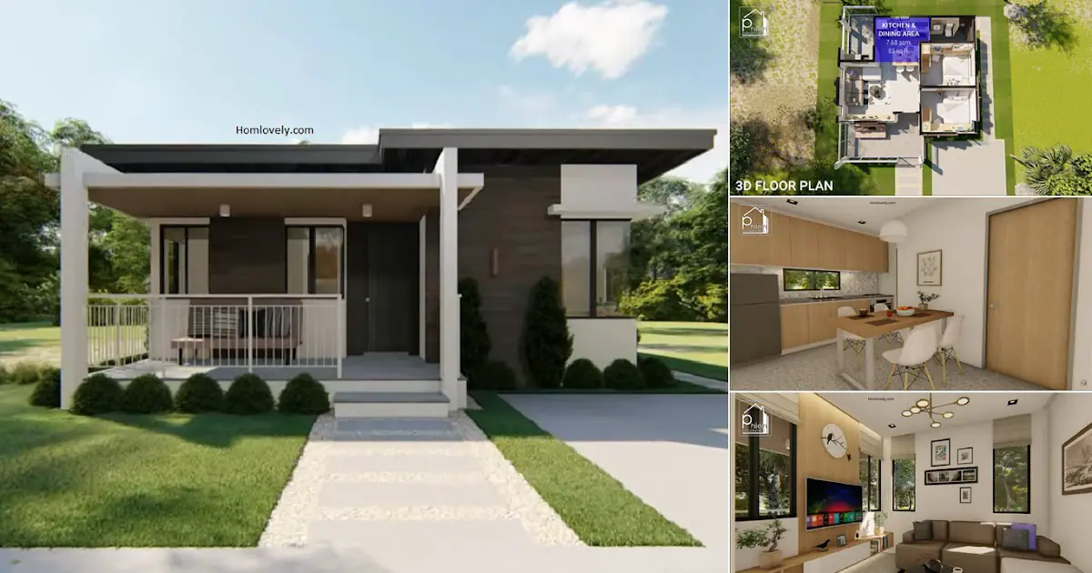 A Perfect Small House Design in 43 sqm with 2-BEDROOMS ~ Homlovely.com