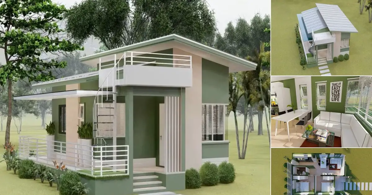 Beautiful Simple Small House Design With 2 Bedroom + Mini Roof Deck ~ Homlovely.com