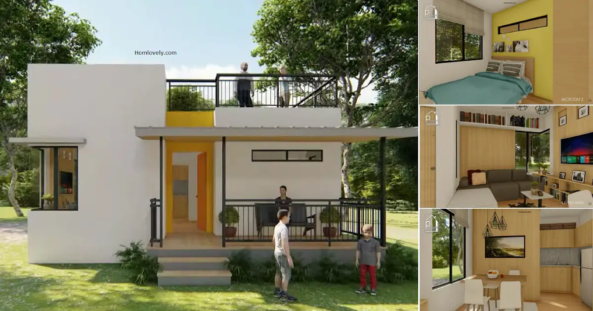 Box Type House Design with Roof Deck in 45 sqm (2-bedrooms) ~ Homlovely.com
