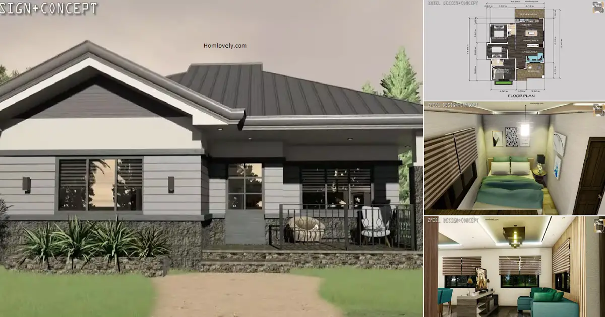 Bungalow House Design in 10 x 12 m (3-Bedrooms) ~ Homlovely.com
