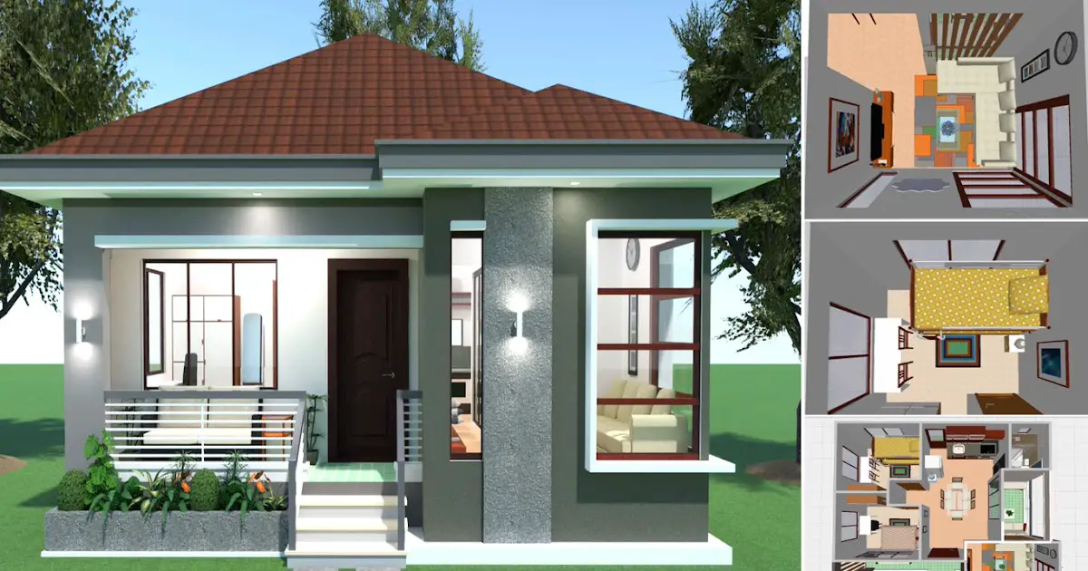 Elevated Small House Design With 3 Bedroom (55 SQM) ~ Homlovely.com