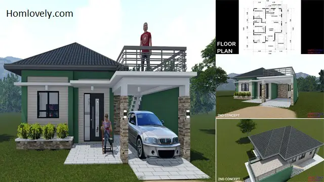Green House Design with 3 Bedrooms and Roof Deck for a Big Family ~ Homlovely.com