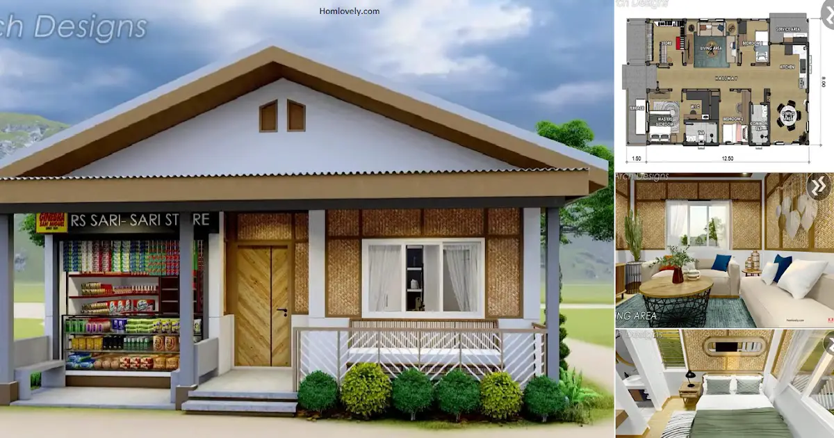 Half Amakan House Design w/ Store and 3 BEDROOMS ~ Homlovely.com