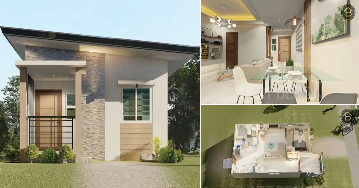 Low Budget Small House Design Idea (45 Sqm) with Floor Plan ~ Homlovely.com