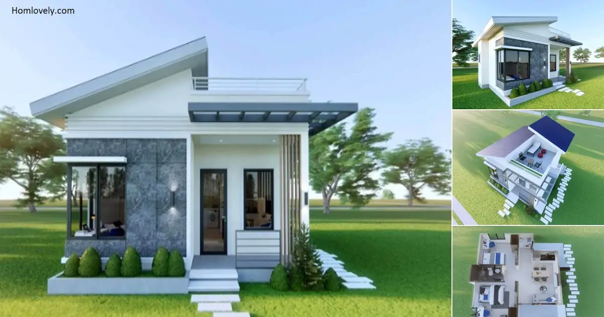 Low Budget Small House Plans 6.5 X 8 M With 2 Bedroom + Entertainment Deck ~ Homlovely.com