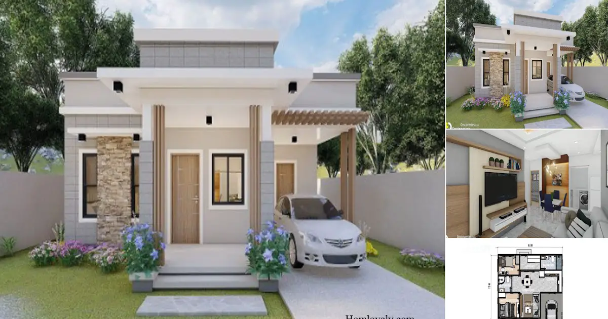 Minimalist Small House Design 7.5 x 9 M With 2 BEDROOM + Floor Plan ~ Homlovely.com