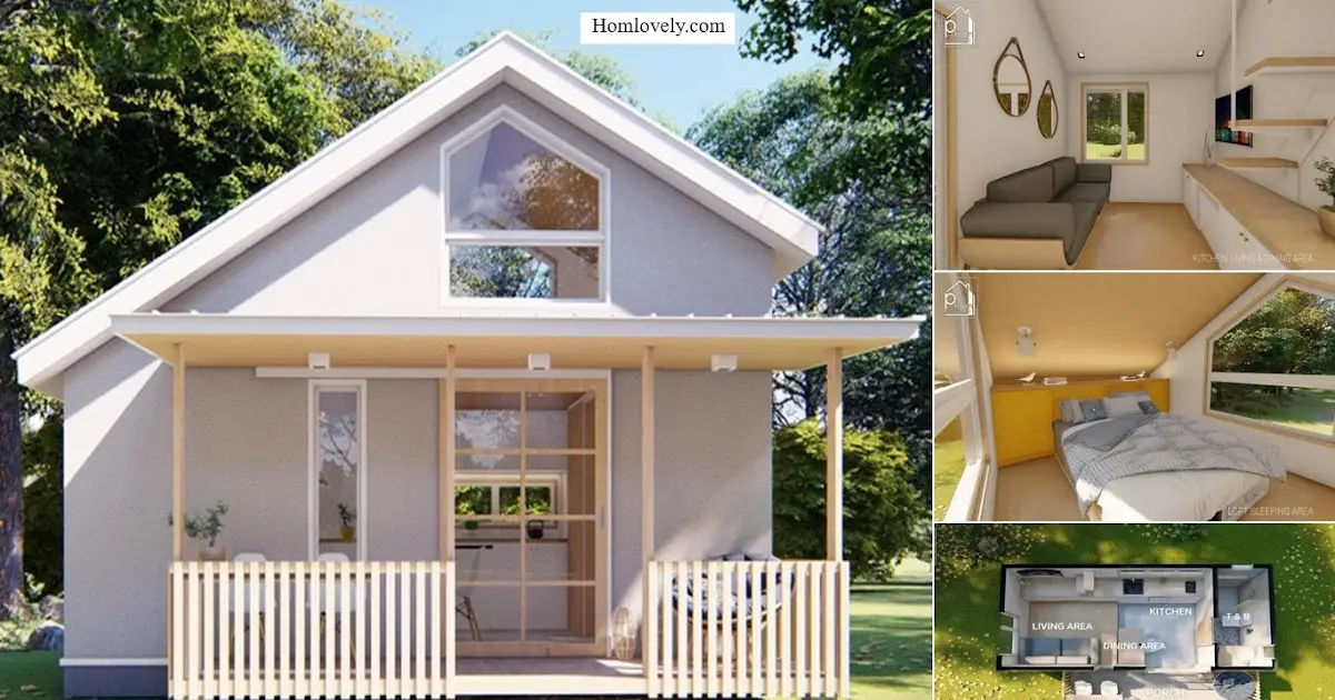 Minimalist Small House Design With Loft Bedroom + Floor Plan ~ Homlovely.com