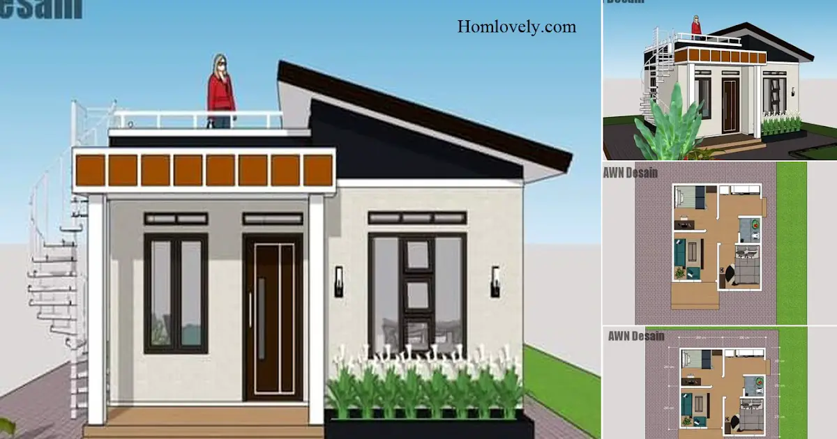 Modern Minimalist Small House Design With Roof Deck + House Plan ~ Homlovely.com