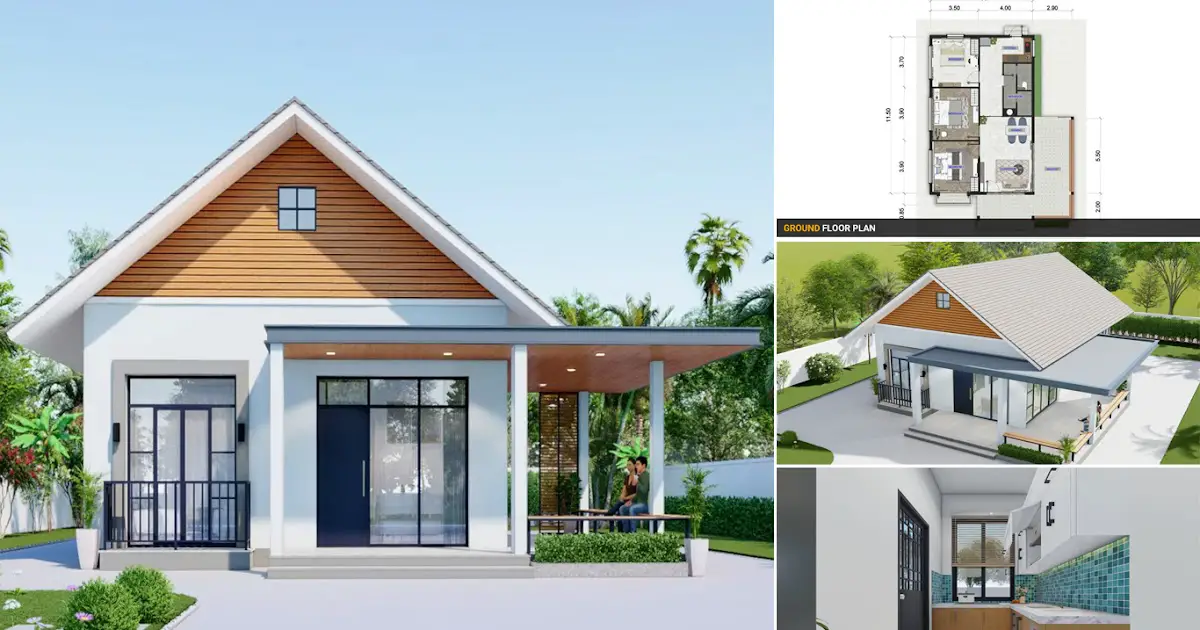 Modern One-Storey House Design Idea with 3 Bedrooms + Floor Plan ~ Homlovely.com