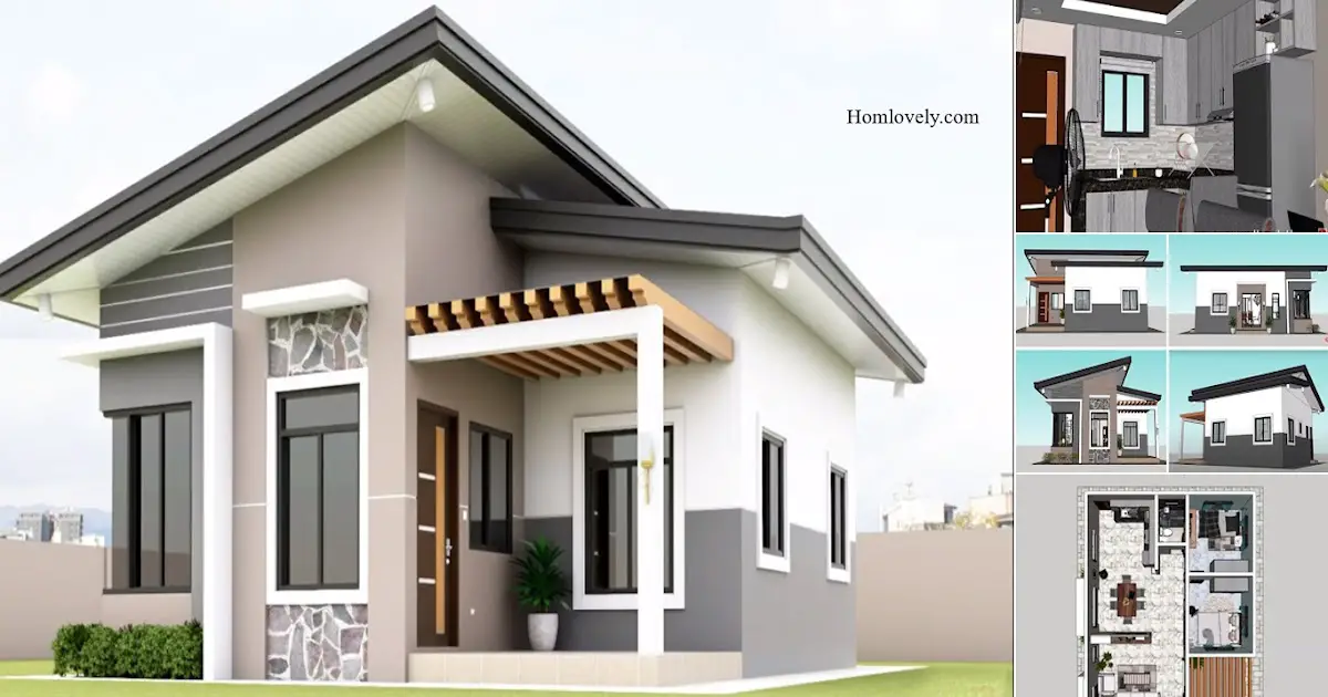Modern Small House Design 7 x 9 M With 2 Bedroom + Floor Plan ~ Homlovely.com