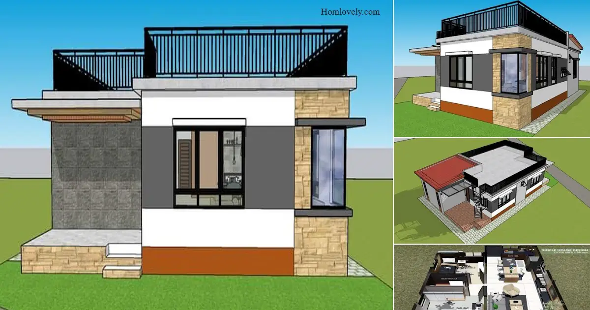Modern Small House Design With 2 Bedroom + Roof Deck (55 Sqm) ~ Homlovely.com