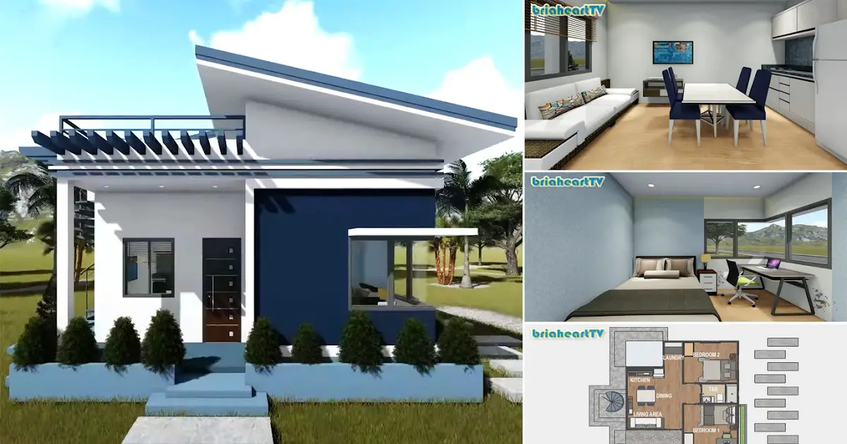 Modern Small House Design with 2 Bedrooms and Roof Deck (7 x 8 m) ~ Homlovely.com