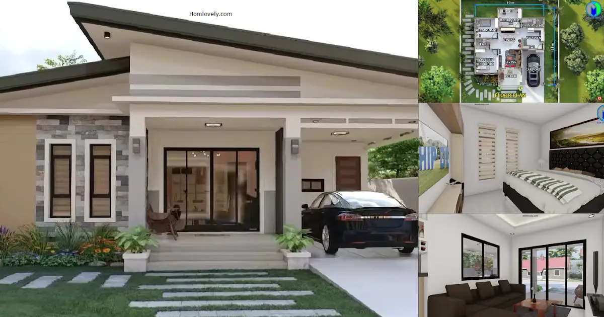 Modern and Simple Bungalow House Design with 2-BEDROOMS ~ Homlovely.com