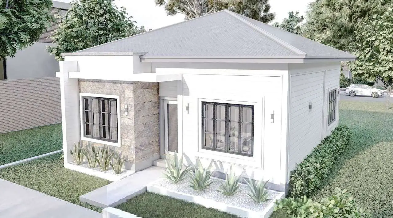 Modern and White Tiny House Design 8m x 9m