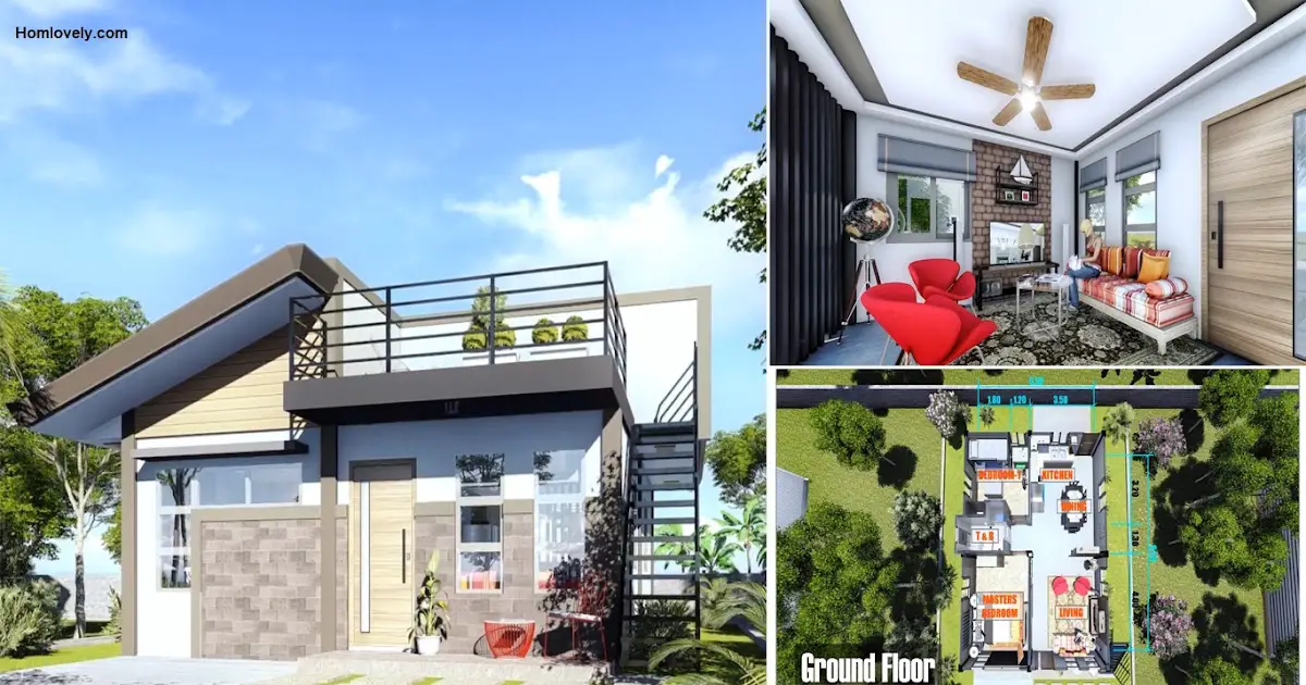 One Storey House Design (6.5 x 8.5 M) with 2 Bedroom and Roof Deck ~ Homlovely.com
