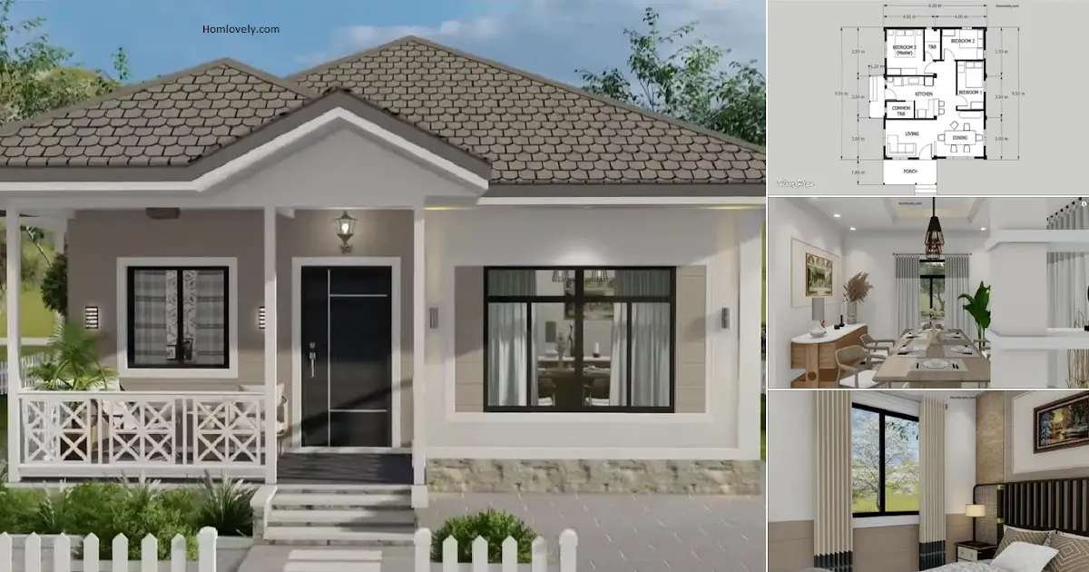 Only 76 sqm House Design with 3-BEDROOMS ~ Homlovely.com