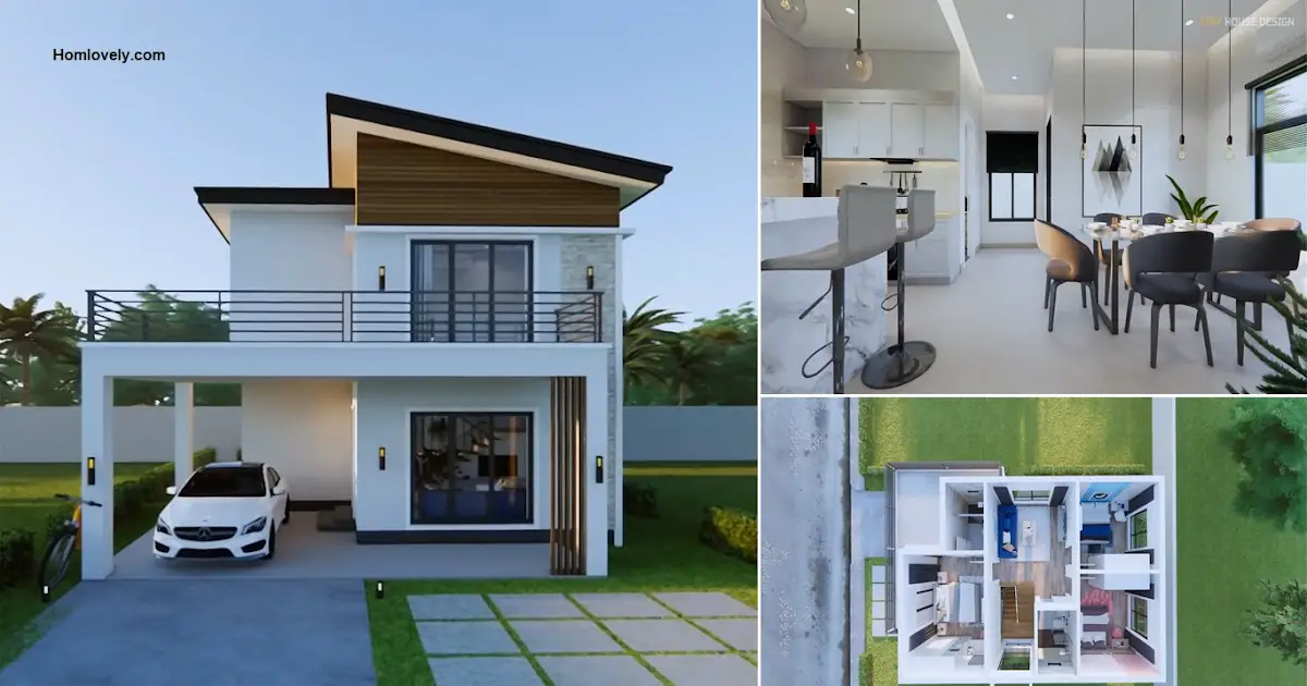 Simple 2-Storey House Design with 3 Bedroom (7x10 M) ~ Homlovely.com