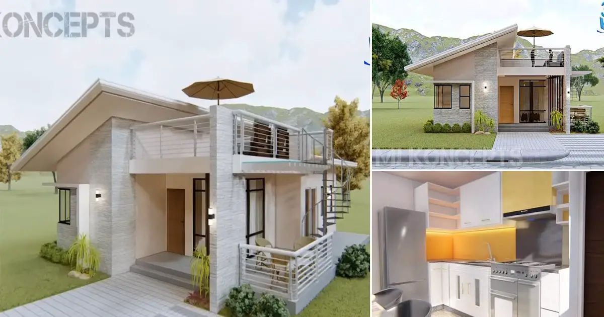 Simple 3 Bedroom House Ideas (7.5 x 11 Meters with Roof Deck) ~ Homlovely.com