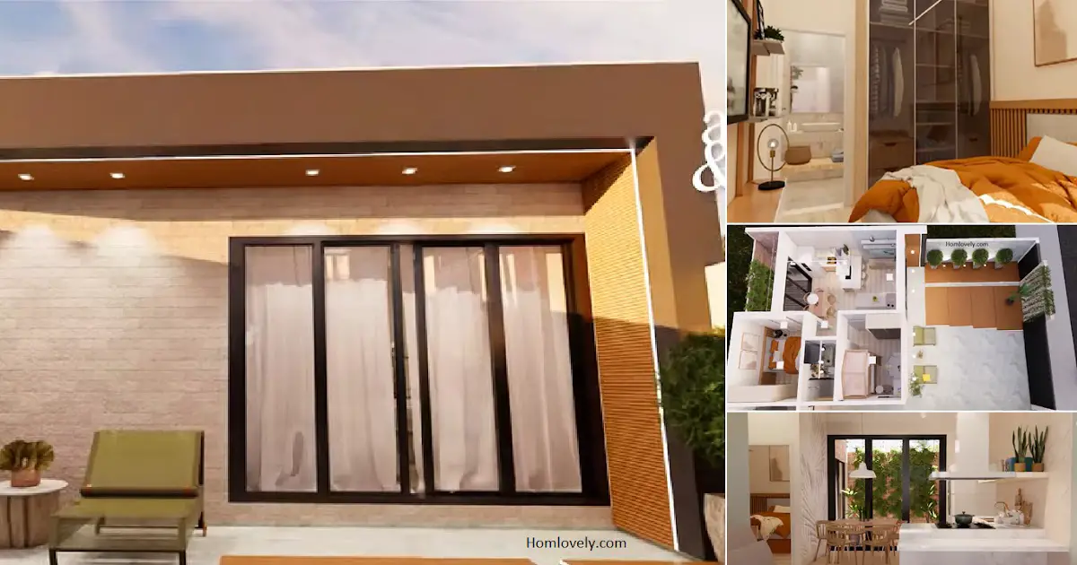 Simple Cozy Small House Idea with Floor Plan (2 BEDROOMS) ~ Homlovely.com
