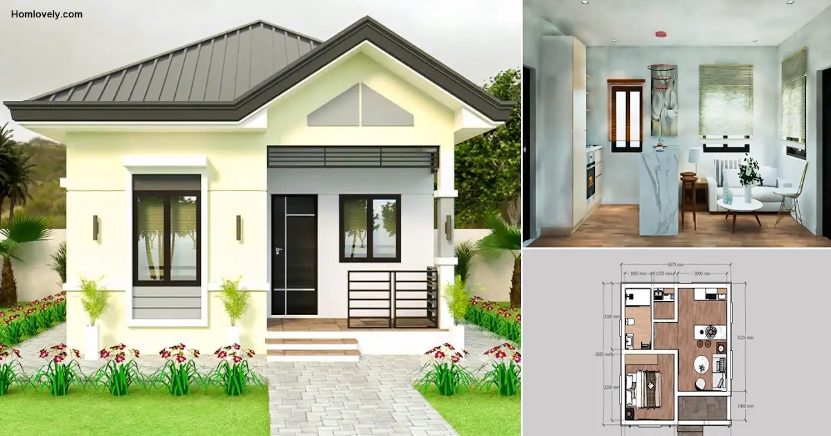 Simple House Design Idea with Cozy Bedroom Bungalow (44.8 sqm) ~ Homlovely.com