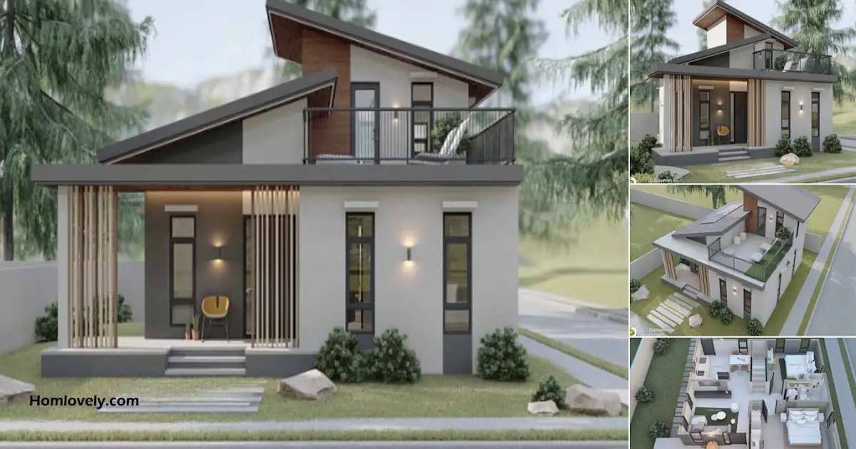 Simple Modern House Design Ideas With Mini Roof Deck ~ Homlovely.com