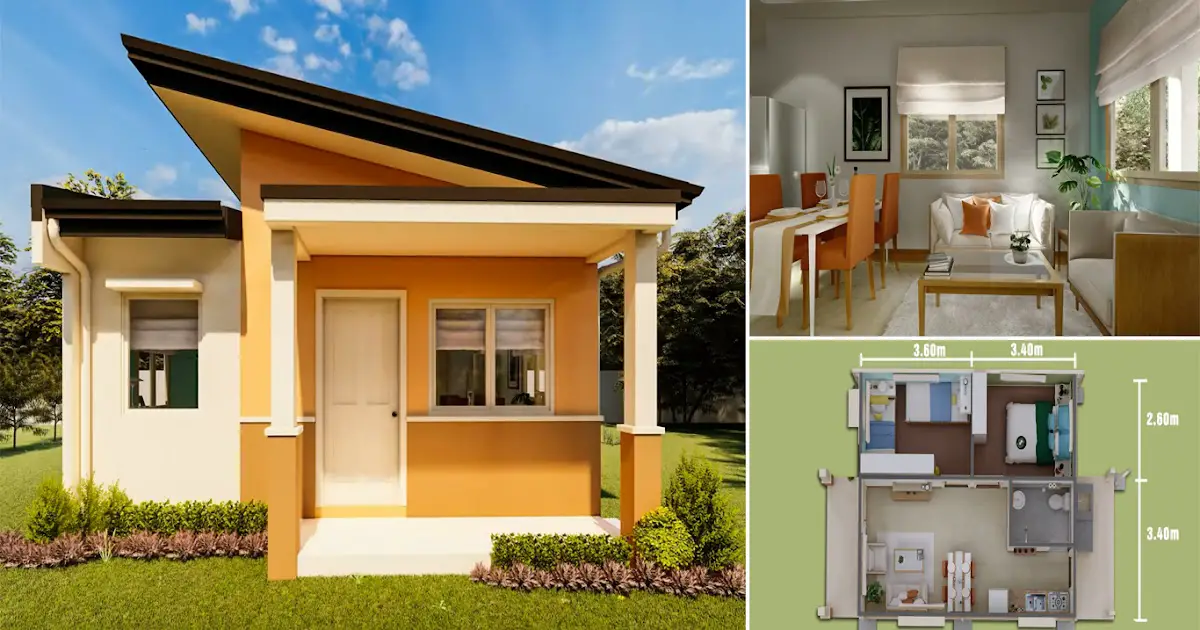 Simple One-Storey 6 x 7 M House Design with 2 Bedroom ~ Homlovely.com