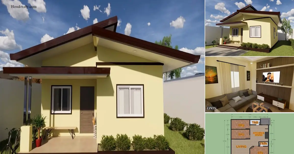 Simple Small House Design Idea (9 x 7 M) With 3 Bedroom + 2 Bathroom ~ Homlovely.com