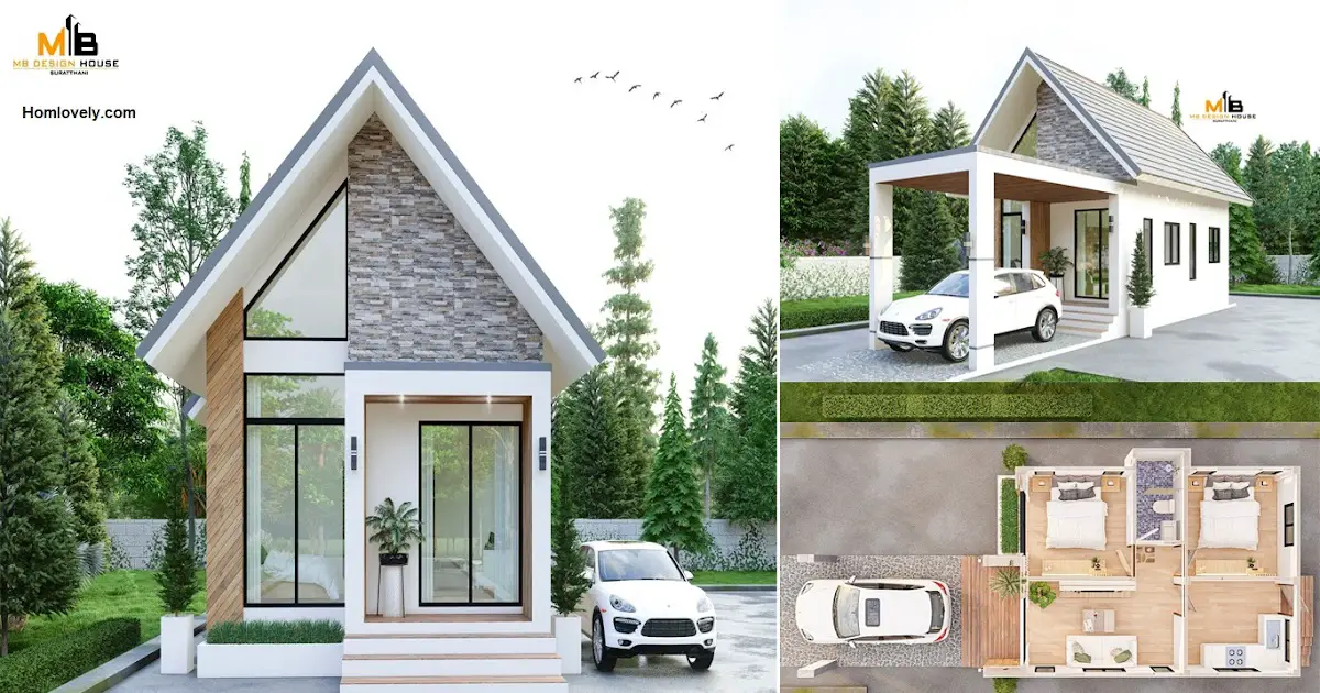 Small 45 Sqm House Design Ideas with 2 Bedroom ~ Homlovely.com