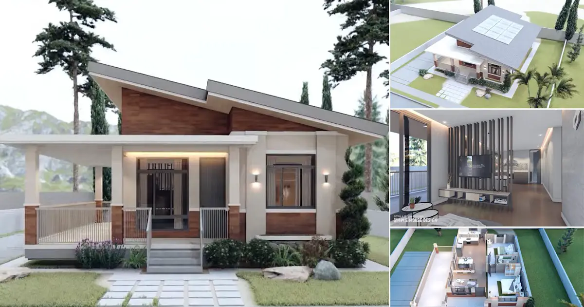 Small Bungalow House Design(9 x 10 m) with 2 Bedrooms ~ Homlovely.com