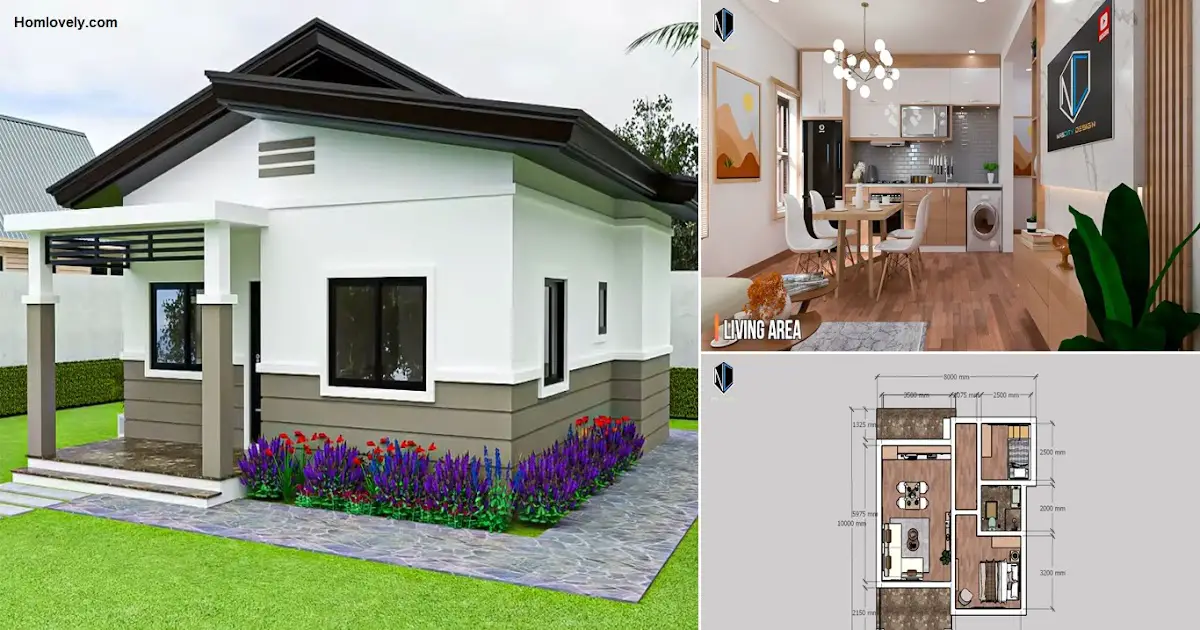 Small House Design 8 x 10 M with Floor Plan ~ Homlovely.com