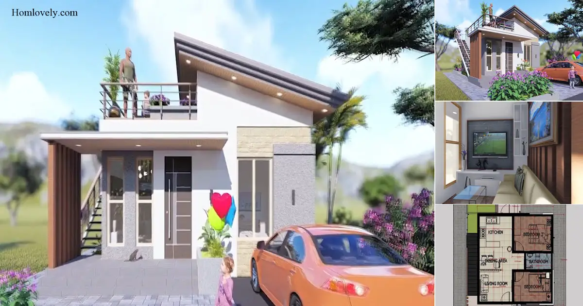 Small House Design | Low Budget House With Mini Roof Deck (7 x 7 M) ~ Homlovely.com