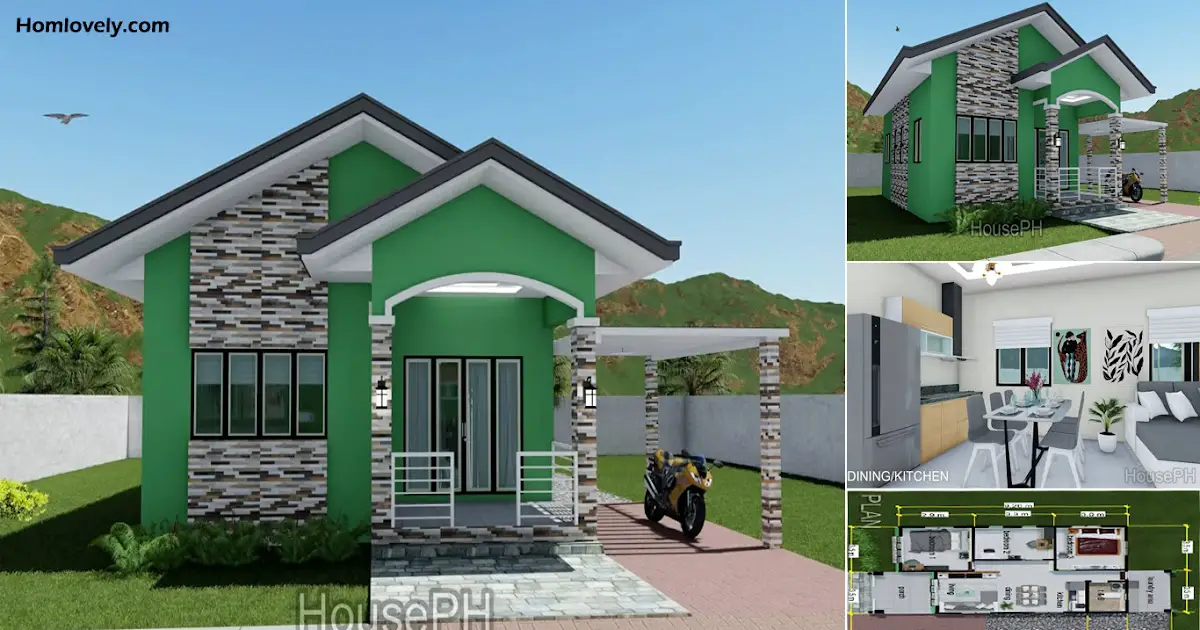 Small House Design and Idea 7 x 9 M With 3 Bedroom For Green Lovers ~ Homlovely.com