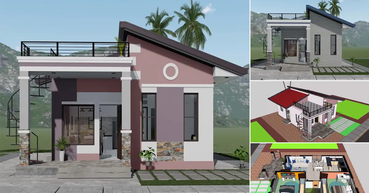 Small House Design l Bungalow with Roof deck l 6 x 7 Meters ~ Homlovely.com