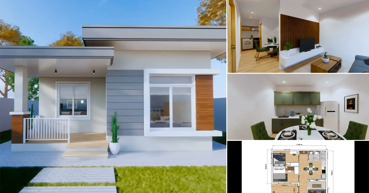 Small House Design with Modern Style (2 Bedrooms + Floor Plan) ~ Homlovely.com