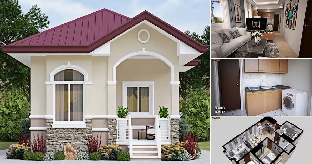 Small Modern Bungalow House Design (60 sqm) ~ Homlovely.com